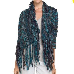 Free People Blue Combo Open Front Cardigan